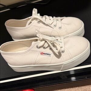 Superga Off-White Canvas Lace-Up Sneakers